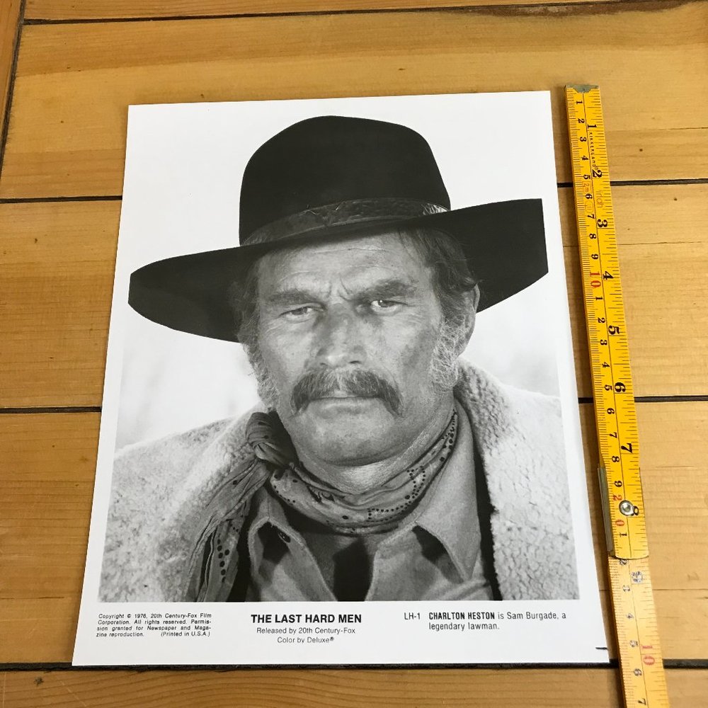 Charlton Heston Last Hard Man Movie 1976 Press Litho Glossy Photo Cowboy Western